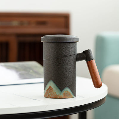 Taza Grande de Cerámica con Filtro para Té y Tapa - Oficina - Image 8