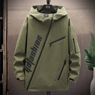 Chaqueta Minimalista Hombre con Cierre Diagonal Estampado - Image 8