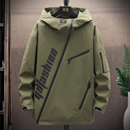 Chaqueta Minimalista Hombre con Cierre Diagonal Estampado - Image 8