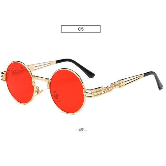 Gafas de Sol Redondas Steampunk Doradas con Cristales Espejados - Estilo Retro Vintage Unisex - Image 20