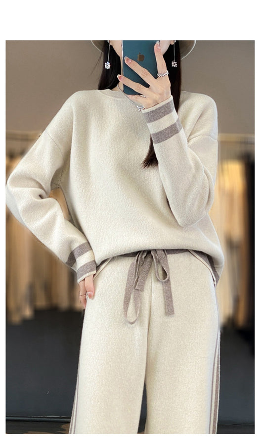 Conjunto de Pantalón Ancho y Suéter Tejido en Lana - Estilo Casual Relajado - Image 20