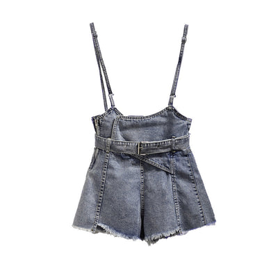 Jumpsuit Vaquera con Tirantes y Shorts Altos - Image 4