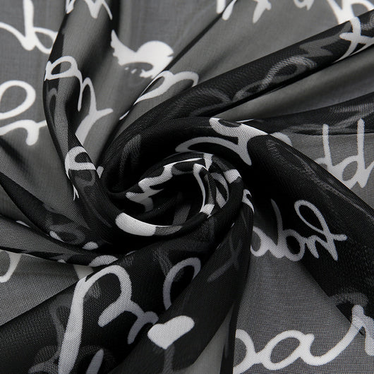 Pañuelo de Seda Chifón con Estampado de Letras para Mujer - Image 4