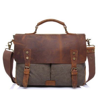 Bolsa Bandolera de Lona Retro para Hombre - Maletín Portacomputadora Estilo Vintage
