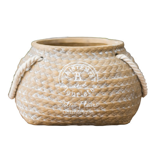 Maceta de Cerámica con Bolsillo Tejido - Image 2