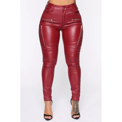 Pantalones de Cuero Ajustados con Cierre de Cremallera - Image 5