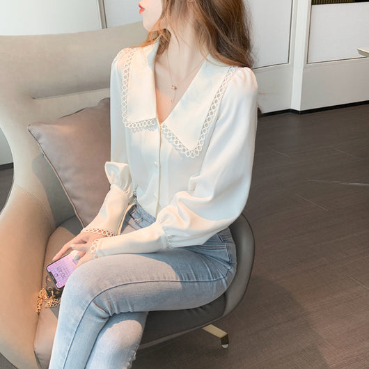 Blusa de Gasa Blanca Manga Larga - Elegancia Francesa - Image 13