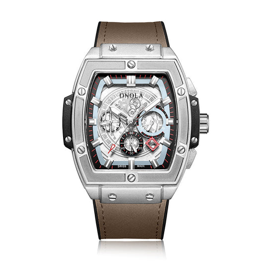 Reloj de Cuarzo Multifuncional Diseño Barril para Hombre - Image 12