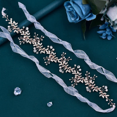 Cinturón Nupcial de Plata con Cadena de Cristales Brillantes Hecho a Mano - Image 14