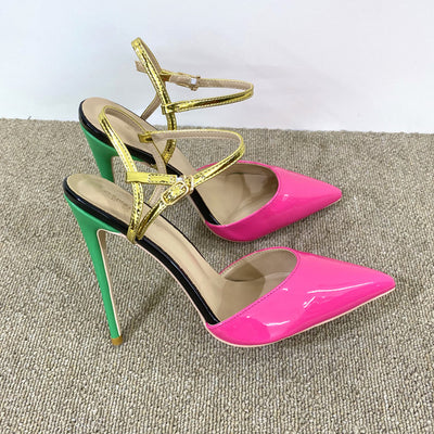 Sandalias Stiletto Bicolor con Tira al Tobillo - Image 9