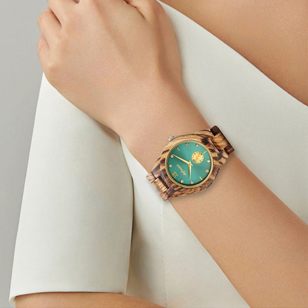 Reloj de Pulsera Hombre Madera Roja con Correa Creativa y Movimiento de Cuarzo