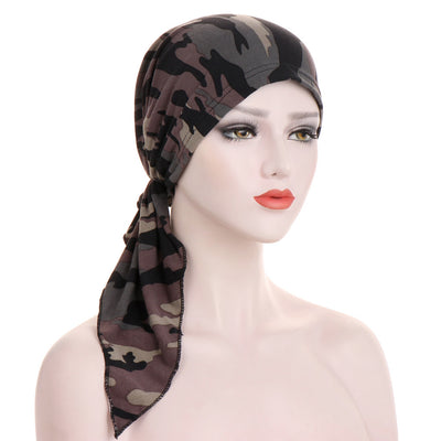 Turbante con Cola Curva y Flores - Gorro Tipo Pullover - Image 2