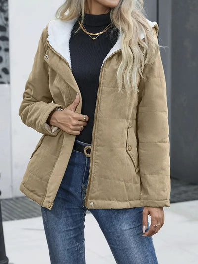 Abrigo de Invierno con Forro Polar y Capucha - Estilo Preppy Elegante para Mujer - Image 37