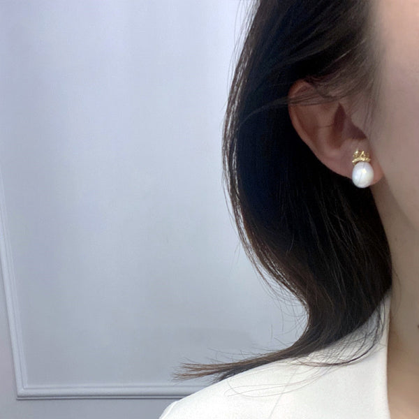 Aretes de Plata Cerámica Diseño Corona