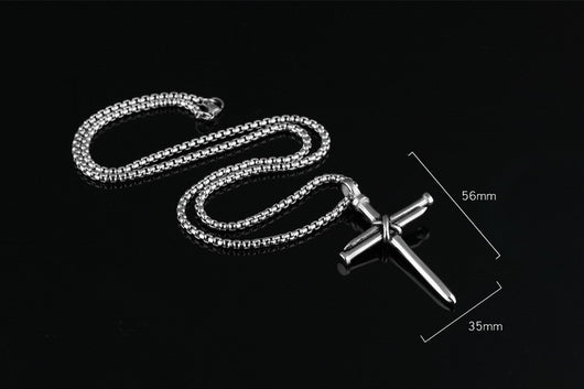 Collar con Dije de Cruz de Clavos para Hombre en Acero de Titanio - Image 4