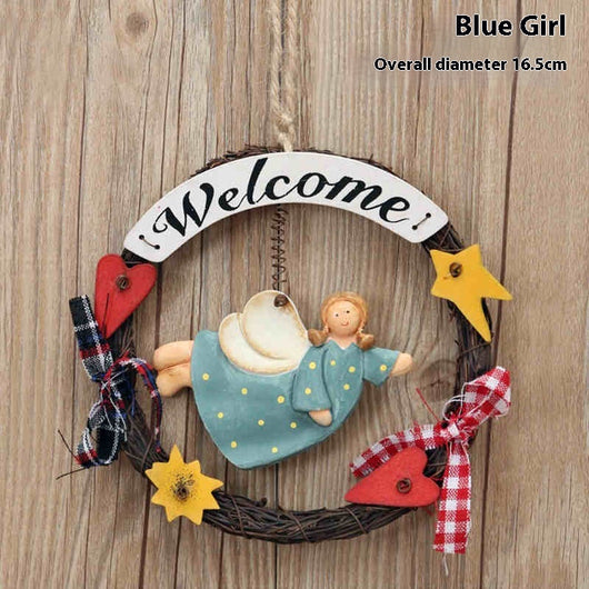Placa Decorativa de Bienvenida en Madera con Guirnalda para Puerta - Image 9