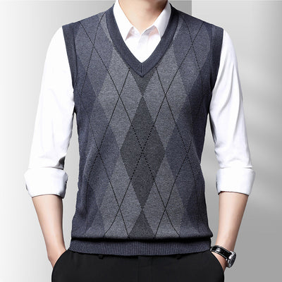 Chaleco Tejido sin Mangas a Cuadros para Hombre - Estilo Casual Moderno - Image 4