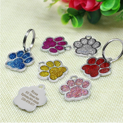 Placa de identificación personalizada para perro con brillo y forma de pata en aleación de zinc - Image 4