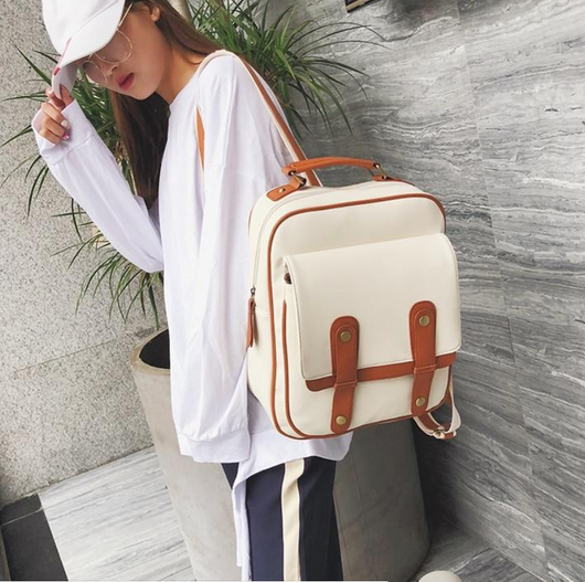 Bolso de Hombro Vintage Británico de Cuero Suave - Estilo Universitario Gran Capacidad