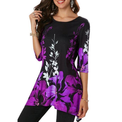 Playera Casual con Estampado Floral de Manga Media - Image 13