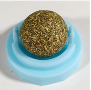 Two self-adhesive rotated catnip lick balls, each in a light blue holder, for cat entertainment. - Image 6