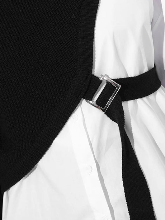 Conjunto Dos Piezas: Chaleco Diseño Irregular y Camisa Blanca - Image 12