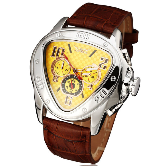 Reloj Automático Mecánico JARAGAR Estilo Europeo Tres Ojos Corazón para Hombre