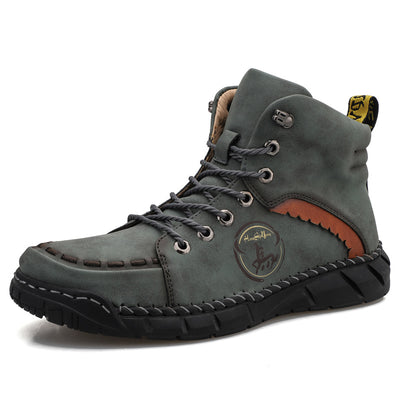 Botas de Cuero Vintage Cosidas a Mano para Hombre - Image 9