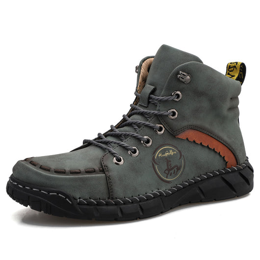 Botas de Cuero Vintage Cosidas a Mano para Hombre - Image 9
