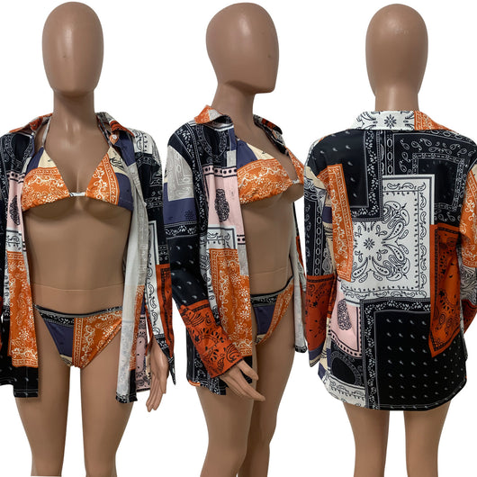 Conjunto de Bikini Deportivo con Capa para Mujer - Tres Piezas - Image 5