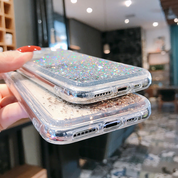Funda para móvil con arena líquida brillante