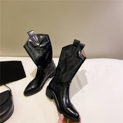 Botas Vaqueras Vintage Estilo Europeo y Estadounidense para Otoño e Invierno - Image 5