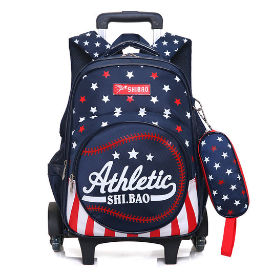 Mochila Escolar Trolley Impermeable de Tres Ruedas para Niños