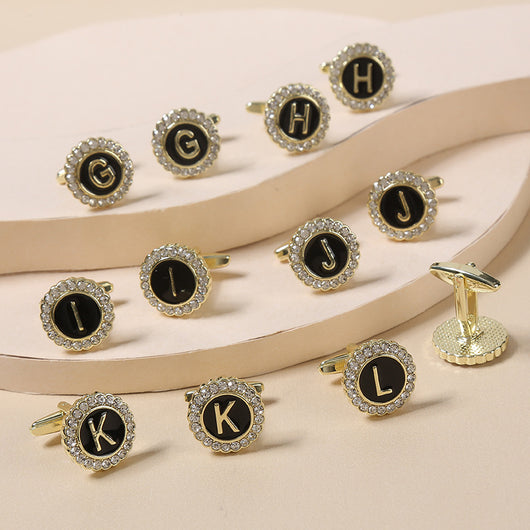 Gemelos Franceses de Diamante Redondo con 26 Letras para Hombre - Image 39