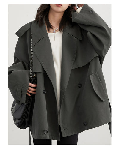 Abrigo Trench Oversize en Tencel con Doble Botonadura y Mangas Raglán - Image 7