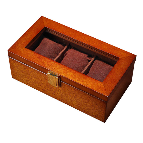 Caja Organizadora para Relojes de Madera con Vitrina de Cristal