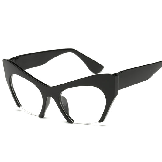 Red cat-eye sunglasses with silver mirrored lenses, featuring a bold retro frame design.