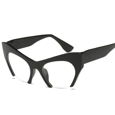 Red cat-eye sunglasses with silver mirrored lenses, featuring a bold retro frame design.
