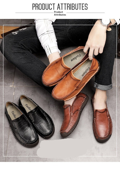 Mocasines Hombre Cuero Ligeros Antideslizantes Sin Cordones - Image 10
