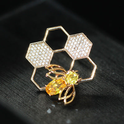 Broche Abeja Diamante Panal Geométrico Giratorio - Image 9
