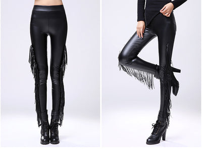 Leggins de Cuero Sintético con Borlas Estilo Texano - Image 3