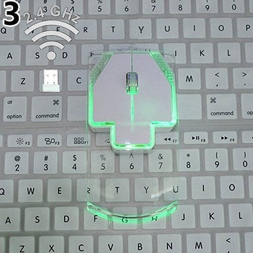 Ratón Inalámbrico Ultrafino Transparente 2.4GHz con Luz Luminosa para PC y Laptop - Image 5