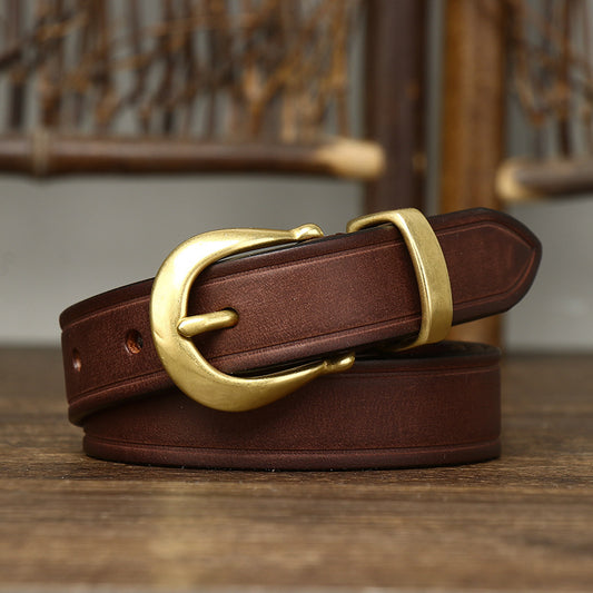 Cinturón de Cuero Genuino para Mujer - Diseño Retro Versátil