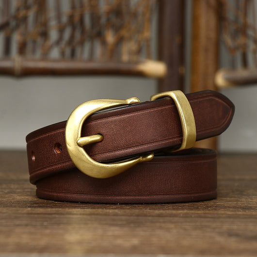 Cinturón de Cuero Genuino para Mujer - Diseño Retro Versátil