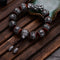 Six-Character Mantra of Pure Silver Retro Lobular Red Sandalwood Women's