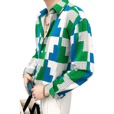 Camisa Manga Larga Estampada con Contraste de Colores para Hombre - Image 7