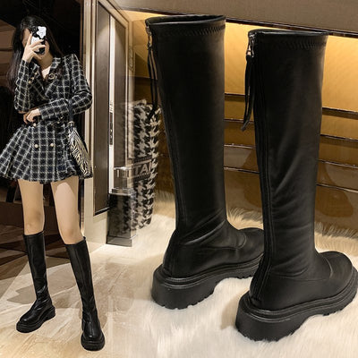Botas Altas Estilo Coreano de Terciopelo con Plataforma Elevada - Image 10