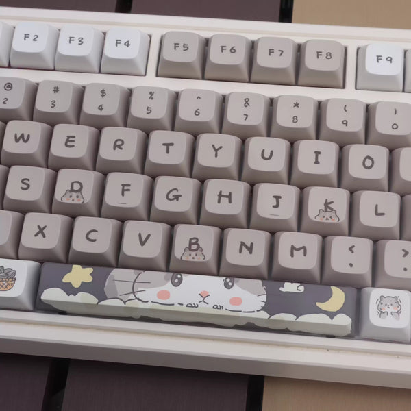 Keycaps Temática de Ratón Gris Lechoso para Teclado Mecánico