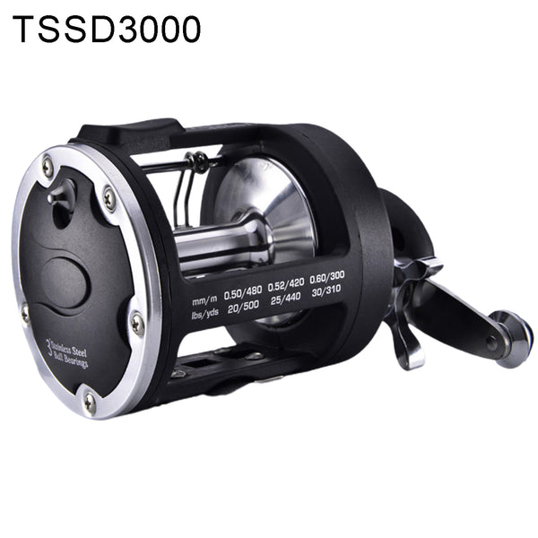 Carrete de Pesca Trolling Agua Salada Derecha Lanzamiento Giratorio Negro - Image 9