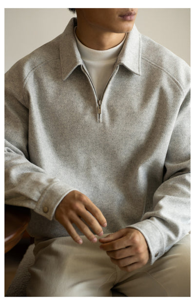 Suéter con Cierre Medio y Cuello Solapa para Hombre - Primavera Otoño - Image 14
